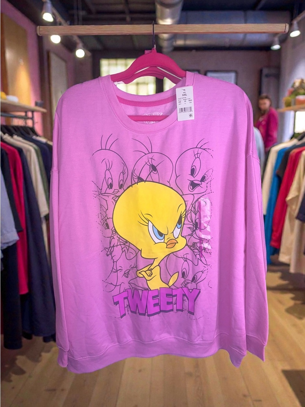 Hybrid Apparel Looney Tunes Lilac Tweety Sweatshirt Size XXL
